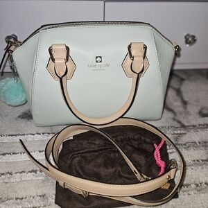 Kate Spade Light Green/ Mint Satchel with Beige Accents